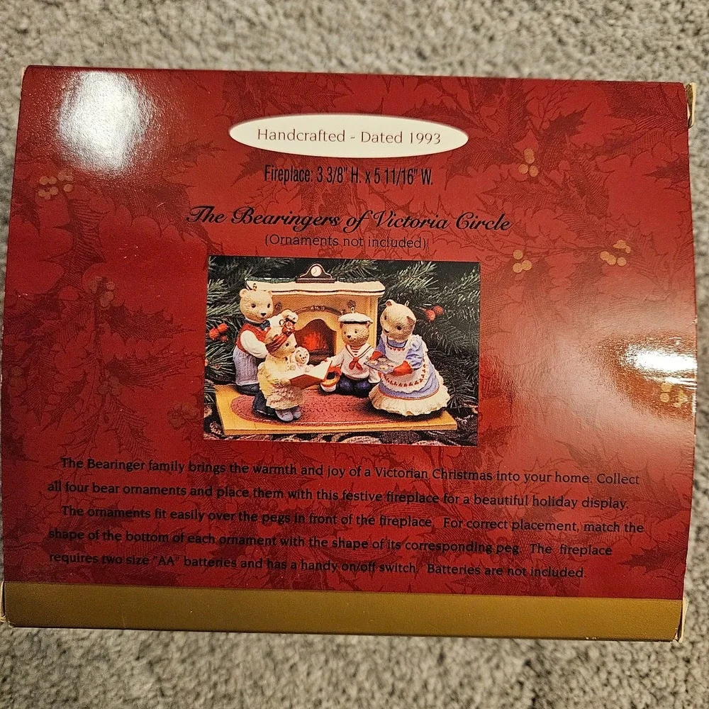 Hallmark 1993 The Bearingers Fireplace Flickering Light‎ Tabletop Display Works